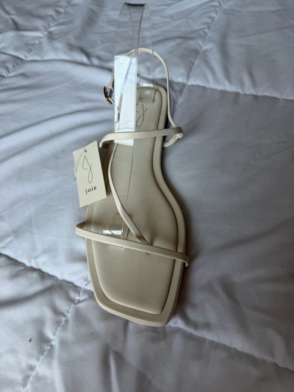 Joie Vida Ecru Cream Strappy Leather Flat Sandals NWT Off White Flip Flops - Picture 3 of 7